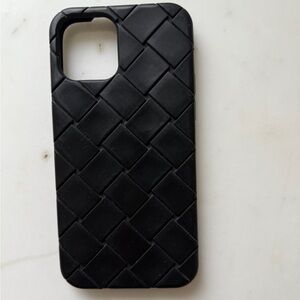 Bottega Veneta Intreccio rubber silicone iPhone case. Black.